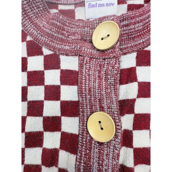 Find Me Now Presley Checkerboard Harlequin Puff Sleeve Cropped Cardigan M - Picture 4 of 14